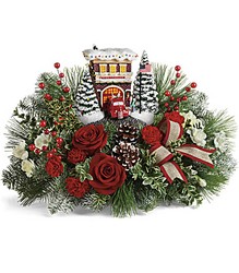 Thomas Kinkade's Festive Fire Station Bouquet from Swindler and Sons Florists in Wilmington, OH